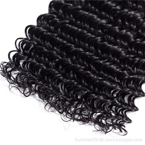 Real Virgin Human Hair 100% Deep Wave Raw Remy Brazilian Cheap 6a Pure Human Hair Bundles with Lace Closure